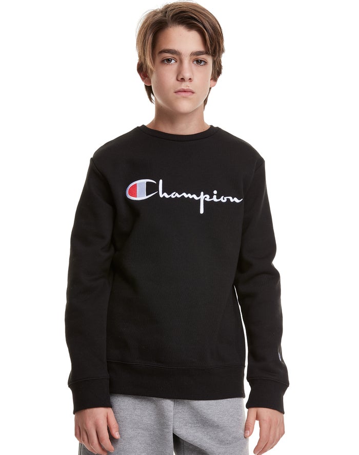 Sudadera Champion Niño - Reverse Weave Fleece Crew Embroidered Logo ( Negras ) 0125394-EN